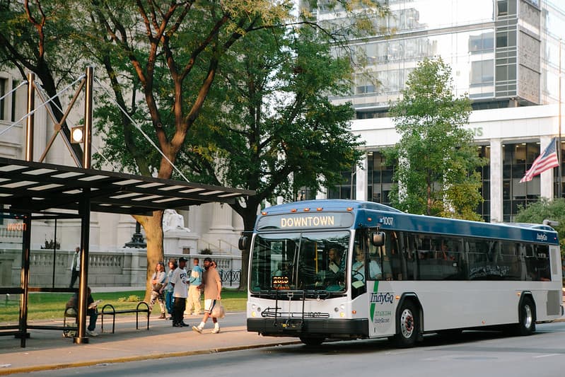 IndyGo rider smiling on the bus